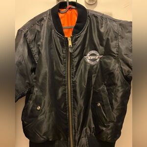 Black Bomber Jacket with VIP Logo